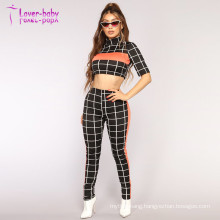 White and Black Checks Crop Pant Set